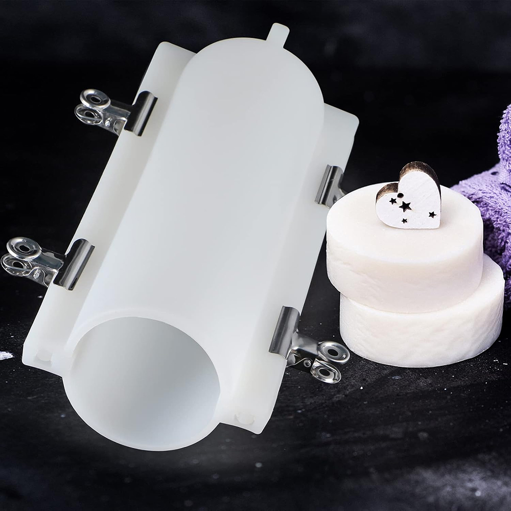 Candle Making Supplies Usa - แม่พิมพ์สบู่ทรงกระบอกขนาดใหญ่พร้อมคลิปหนีบ, แม่พิมพ์ซิลิโคนทรงกระบอก 1000 มล., อุปกรณ์ทำสบู่แบบฝัง, สำหรับทำสบู่