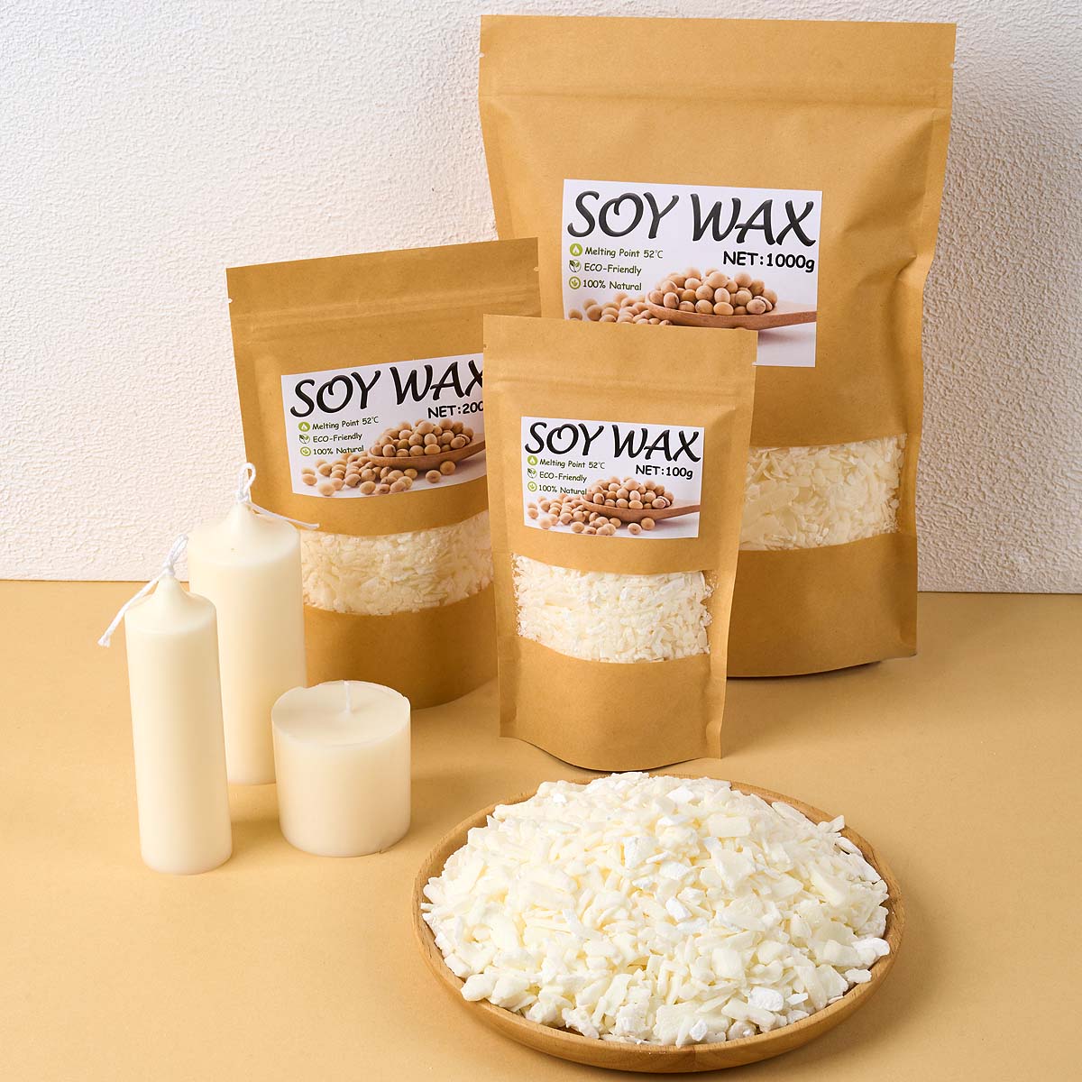 Candle Making Supplies Usa - 1 ปอนด์ขี้ผึ้งถั่วเหลืองสีขาวบริสุทธิ์สําหรับ DIY เทียนทําด้วยมือหัตถกรรม 100% สารเติมแต่งฟรีเทียนหอมวัตถุดิบทําชุดอุปกรณ์