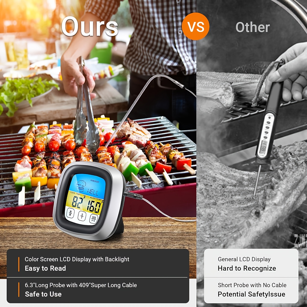 เทอร์โมมิเตอร์วัดอุณหภูมิเนื้อ - Digital Thermometer Probe บทวิจารณ์และราคา