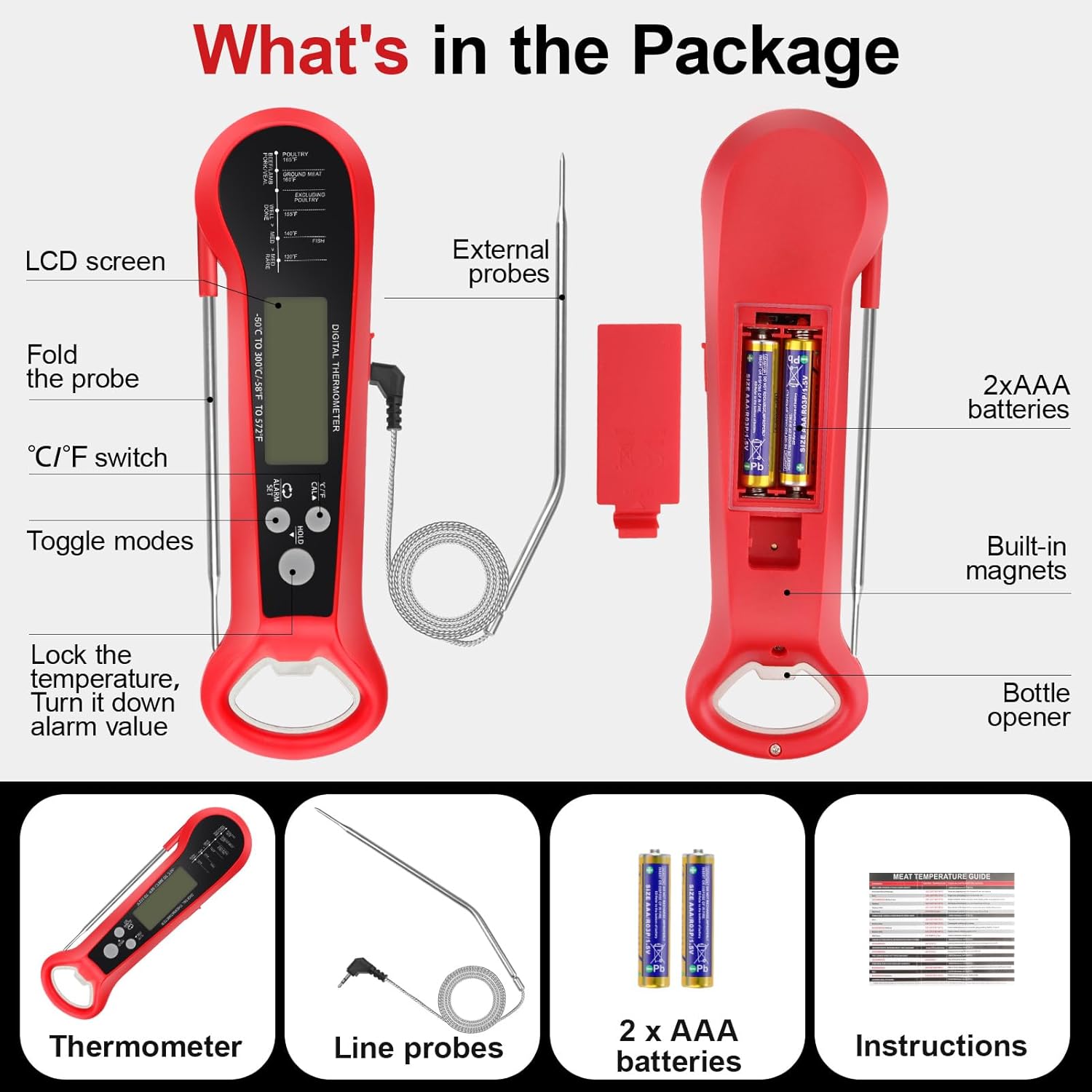 เทอร์โมมิเตอร์วัดอุณหภูมิเนื้อ - Digital Thermometer Probe บทวิจารณ์และราคา