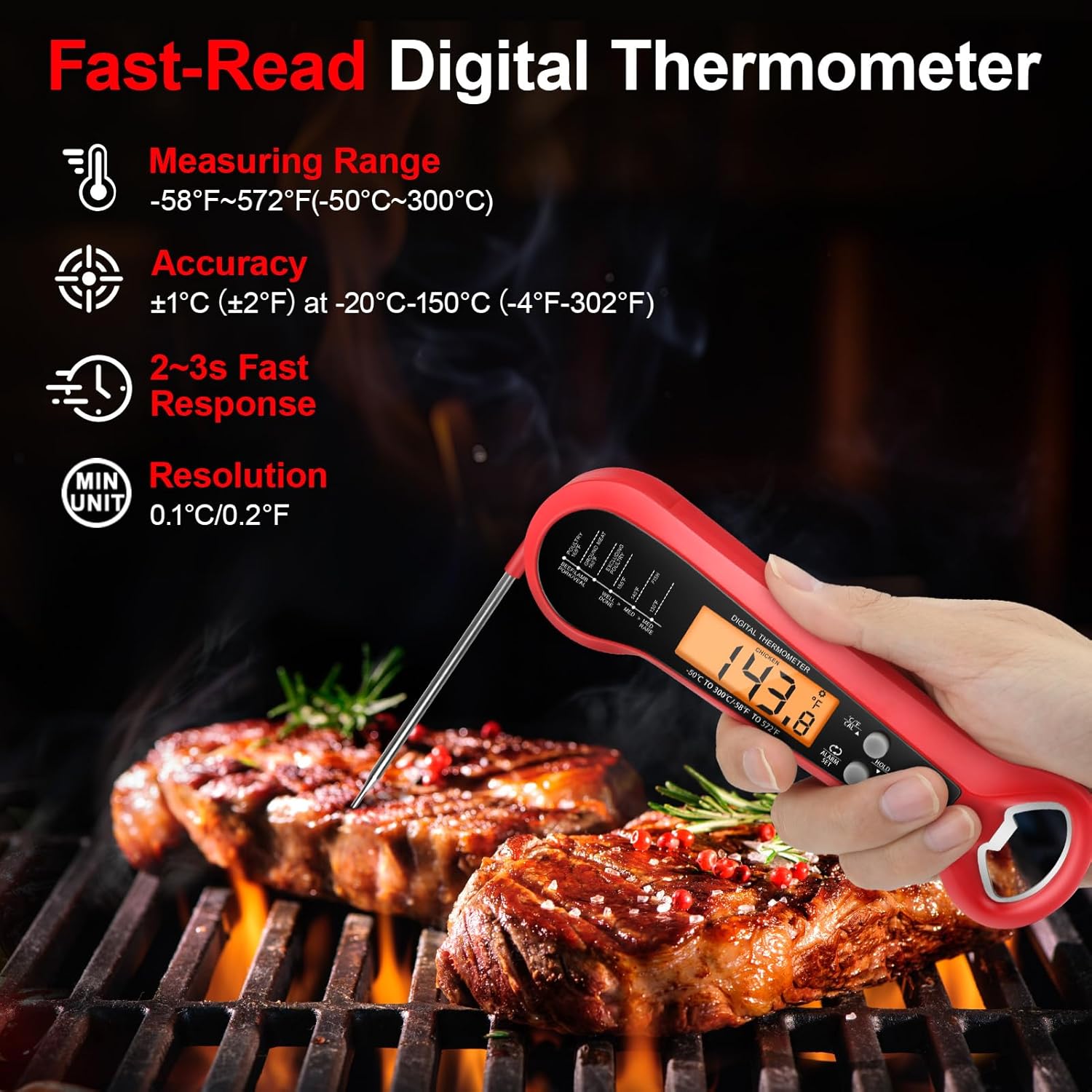 เทอร์โมมิเตอร์วัดอุณหภูมิเนื้อ - Digital Thermometer Probe บทวิจารณ์และราคา
